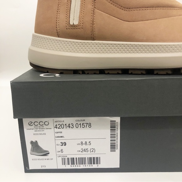 🆕 ECCO Women Solice Caramel Mid Zip Leather Boot Shoe size 8 - Picture 6 of 9